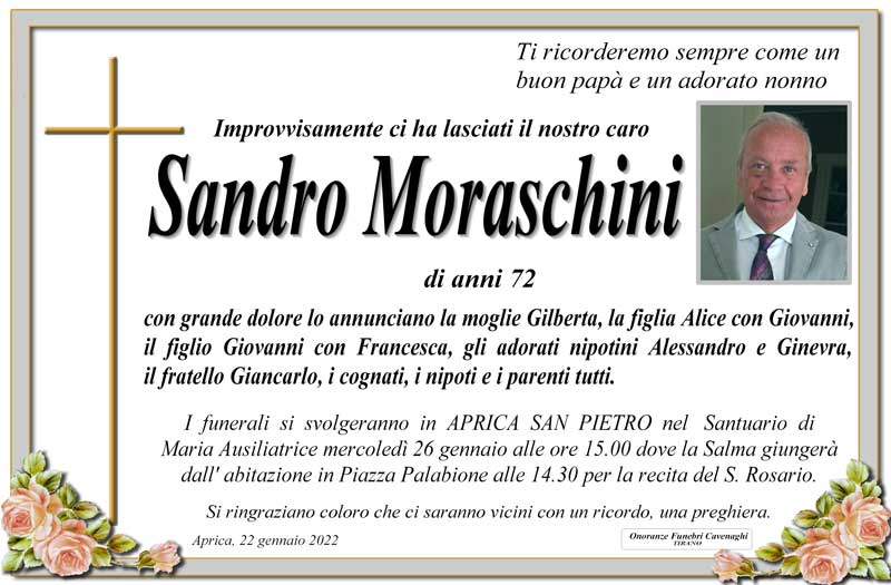 /necrologio Moraschini Sandro