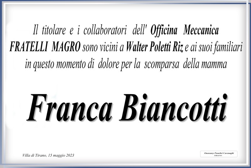 /Officina Meccanica Fratelli Magro per Biancotti Franca