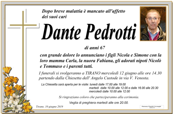 Necrologio Pedrotti Dante