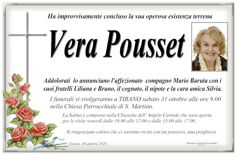 necrologio Pousset Vera
