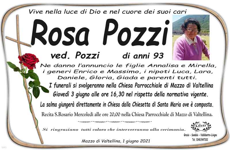 necrologio Pozzi Rosa