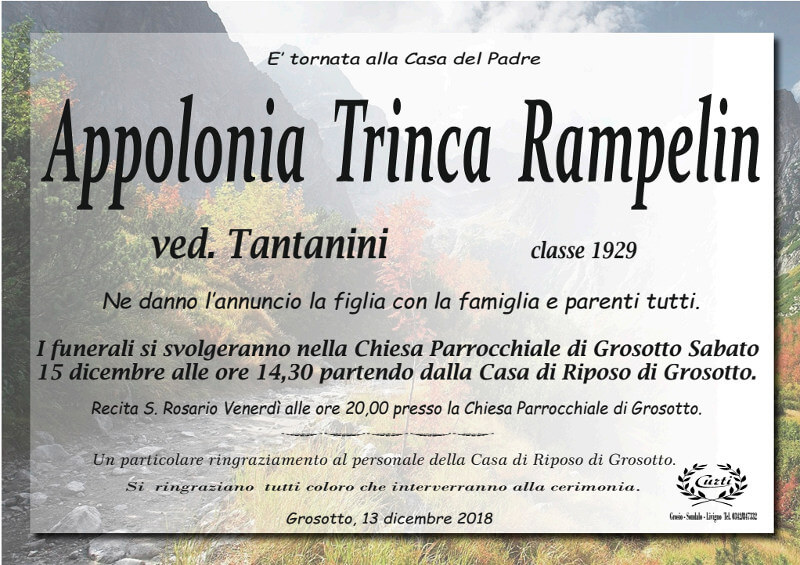 necrologio Trinca Rampelin Apollonia