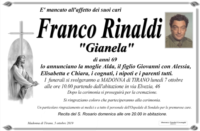 Necrologio Rinaldi Franco