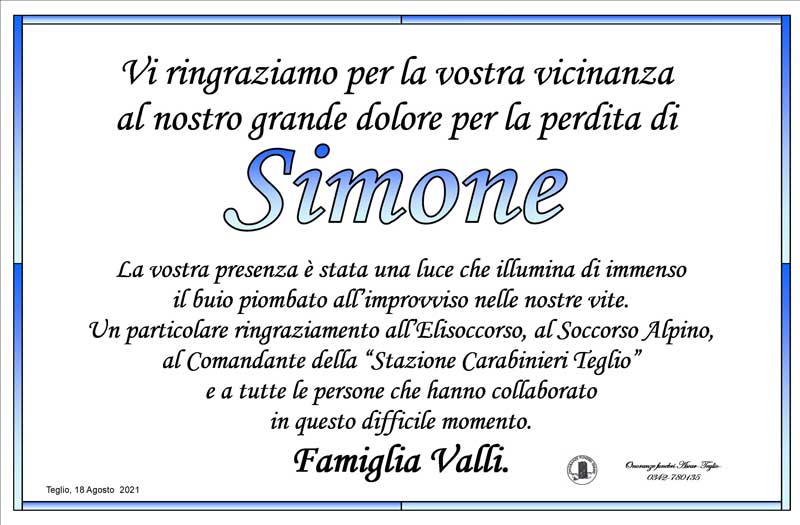 Ringraziamenti Simone Valli