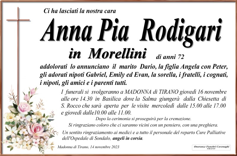 Necrologio Rodigari Anna Pia