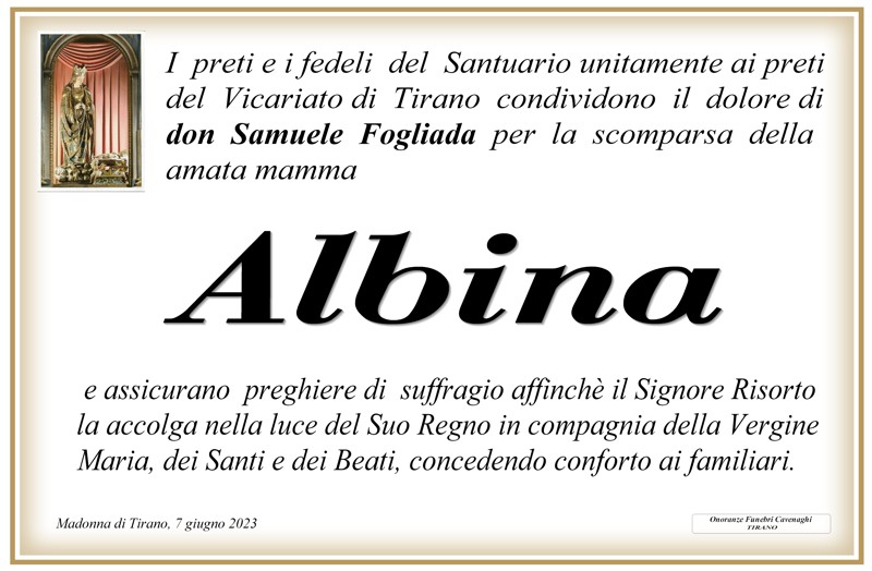 Santuario e Vicariato di Tirano per Dell'Anna Albina