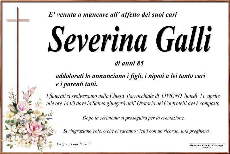 /necrologio Galli Severina