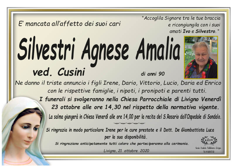 necrologio Sivestri Agnese Amalia