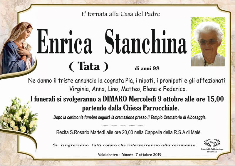 necrologio Stanchina Enrica