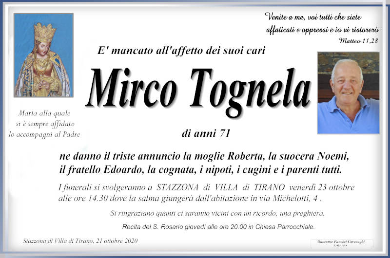 necrologio Tognela Mirco