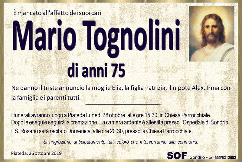 necrologio Tognolini Mario