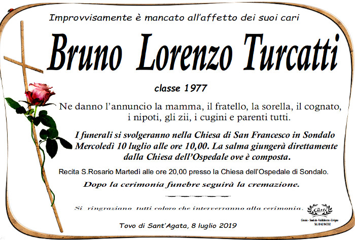 Necrologio Turcatti Bruno Lorenzo