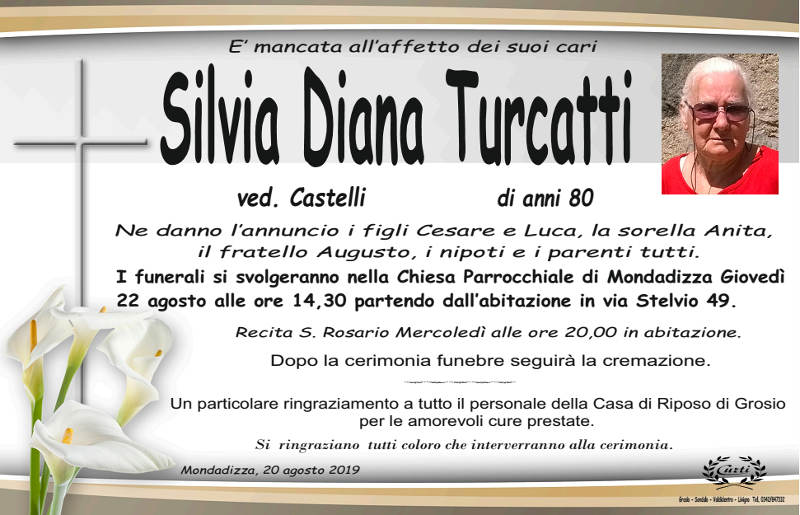 necrologio Turcatti Silvia Diana