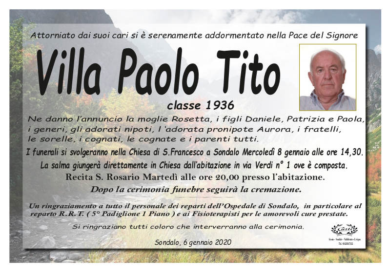 necrologio Villa Paolo Tito