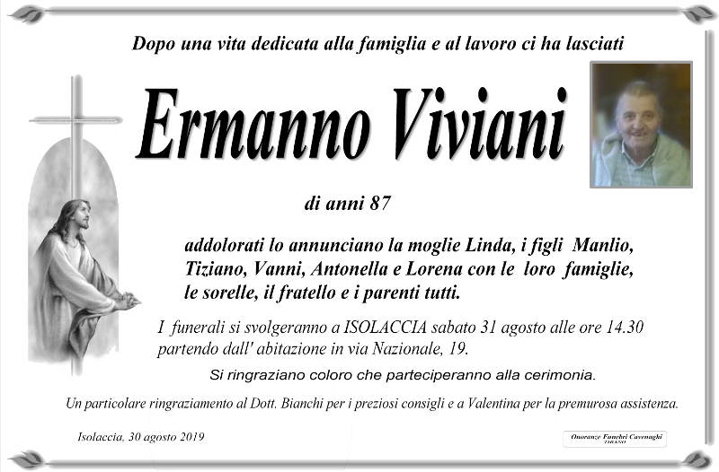 necrologio Viviani Ermanno