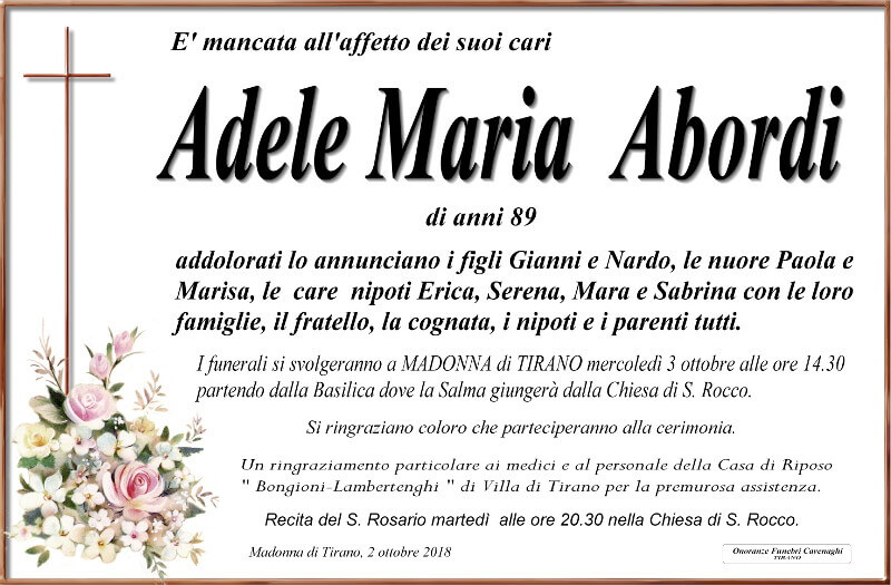 necrologio Abordi Adela Maria