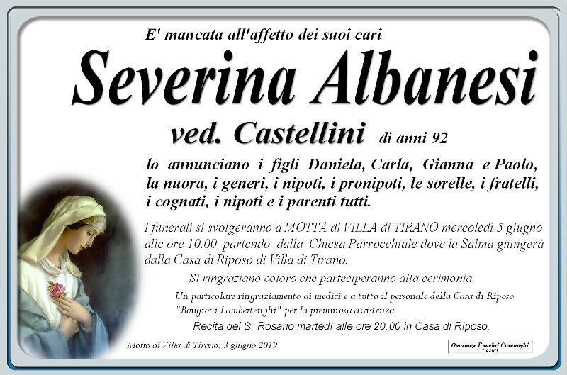 necrologio Albanesi Severina