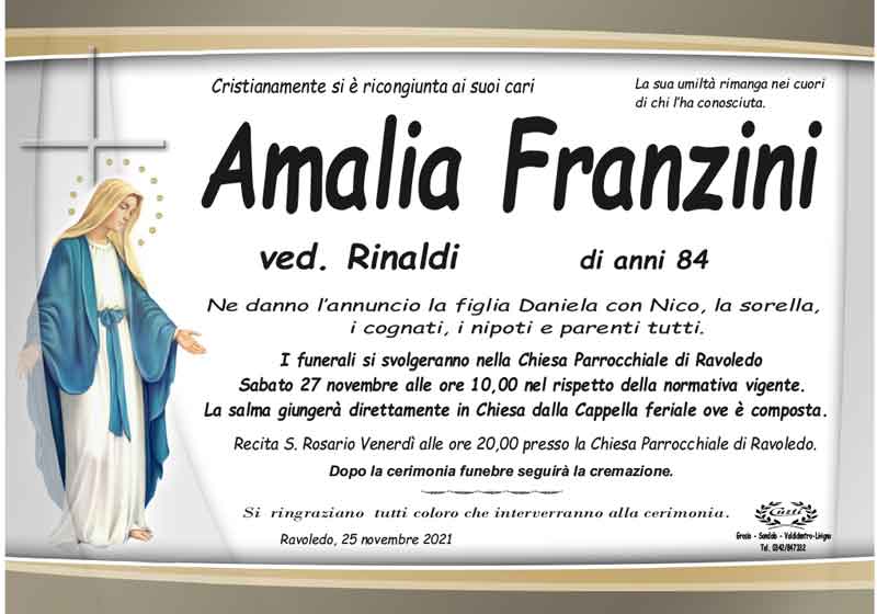 necrologio Franzini Amalia