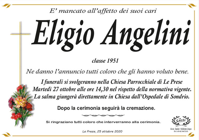 necrologio Angelini Eligio