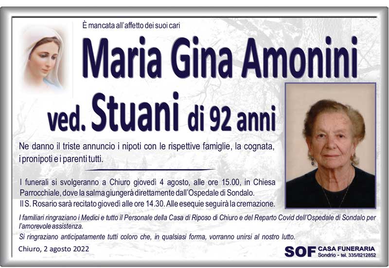 necrologio Amonini Maria Gina
