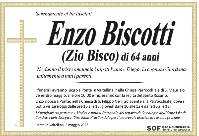 necrologio Biscotti Enzo