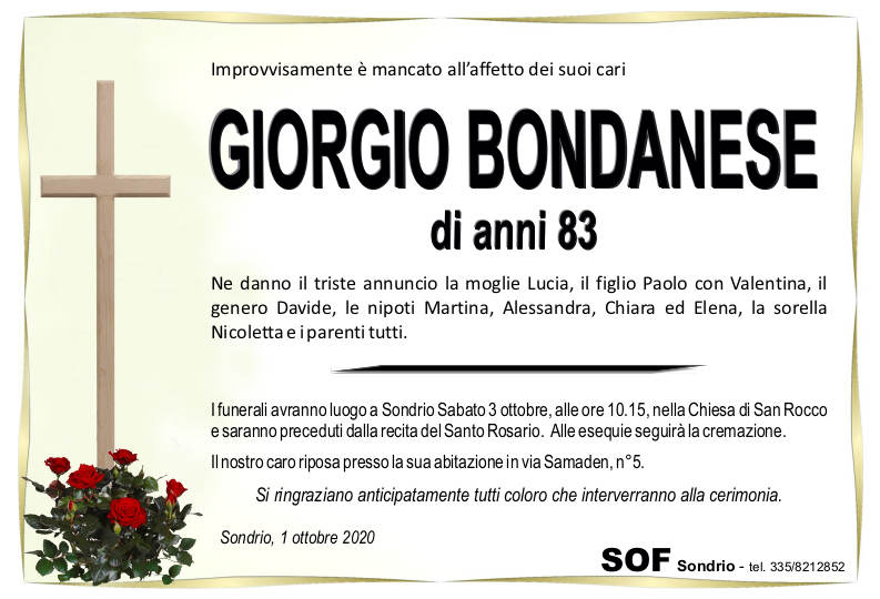 necrologio Bondanese Giorgio