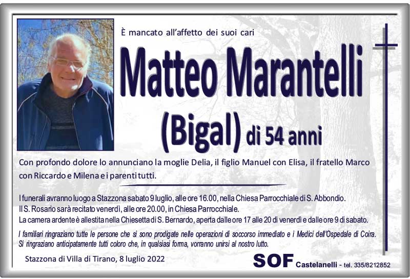 necrologio Marantelli Matteo