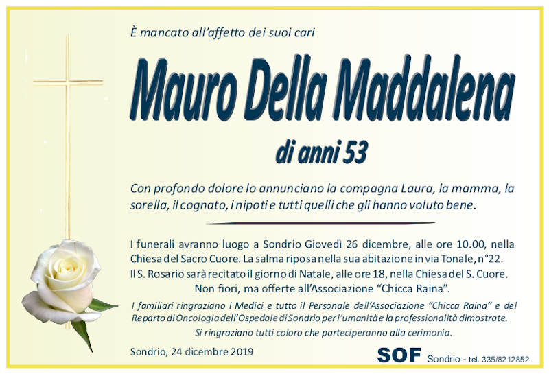 necrologio Della Maddalena Mauro