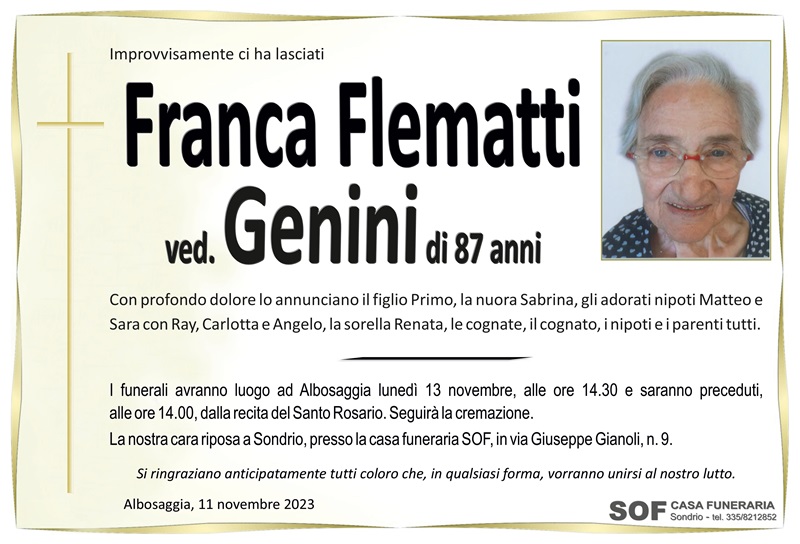 necrologio Flematti Franca