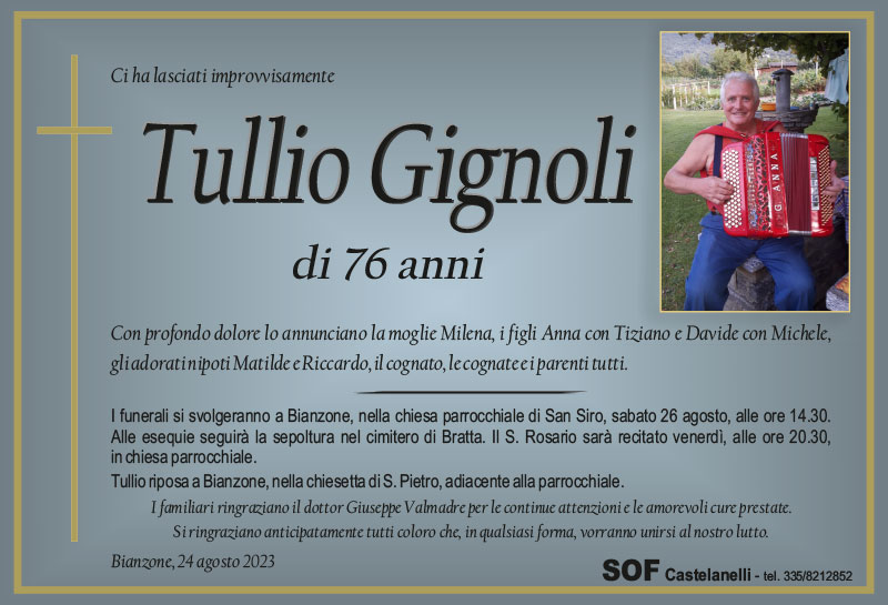necrologio Gignoli Tullio