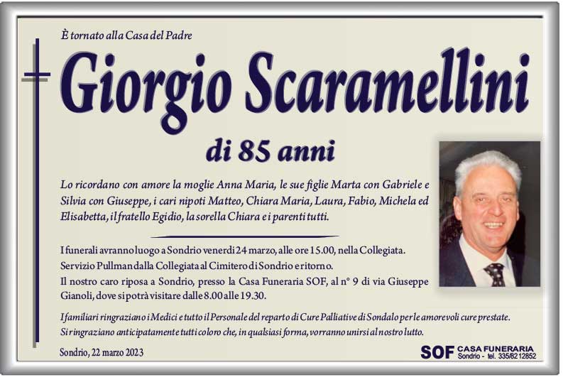necrologio Scaramellini Giorgio