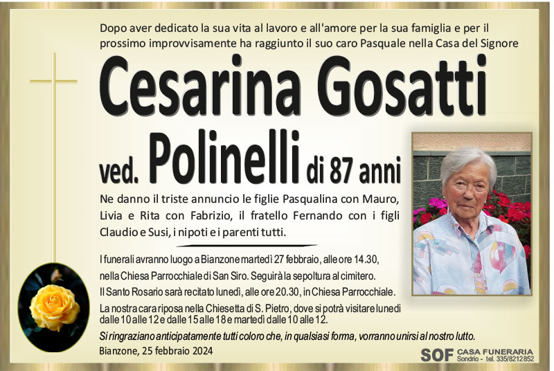 necrologio Gosatti Cesarina