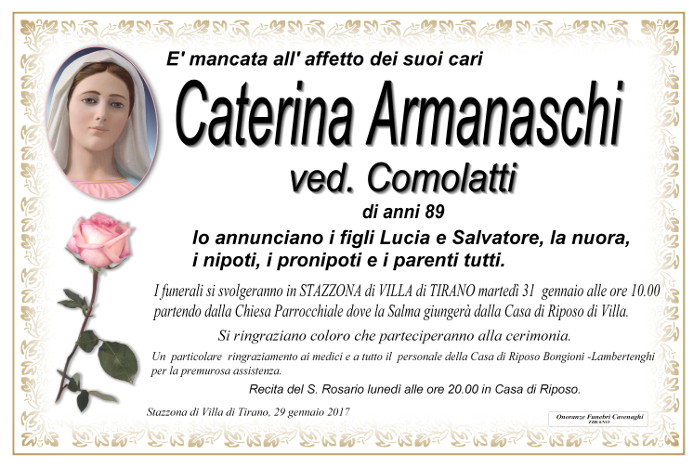 necrologio Armanaschi Caterina