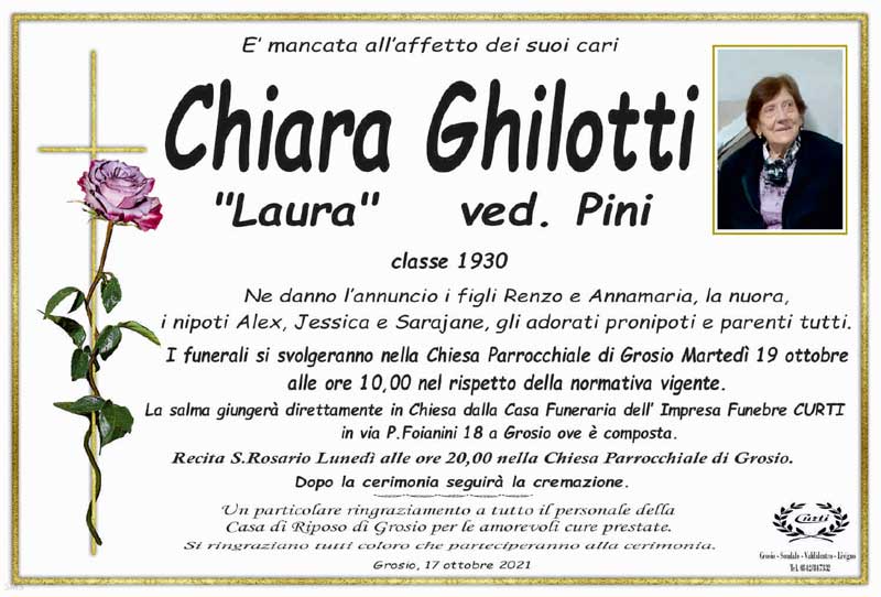 necrologio Ghilotti Chiara "Laura"