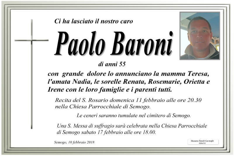 necrologio Baroni Paolo