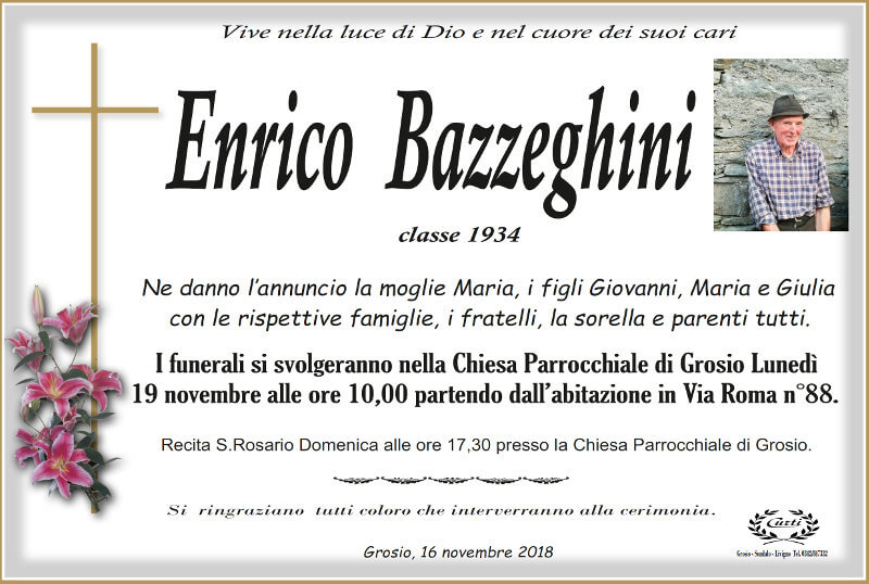 necrologio Bazzeghini Enrico
