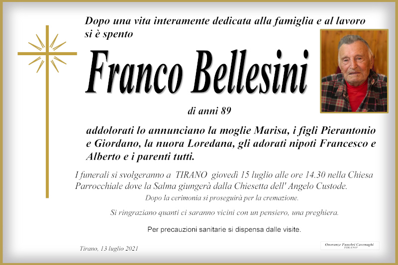 necrologio Bellesini Franco