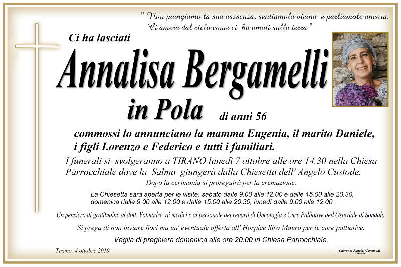 necrologio Bergamelli Annalisa