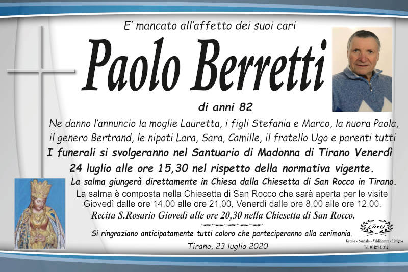 necrologio Berretti Paolo