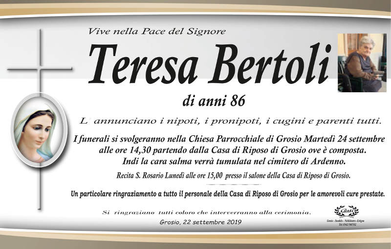 necrologio Bertoli Teresa