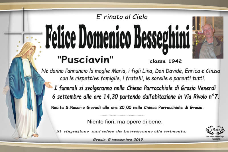 necrologio Besseghini Felice Domenico