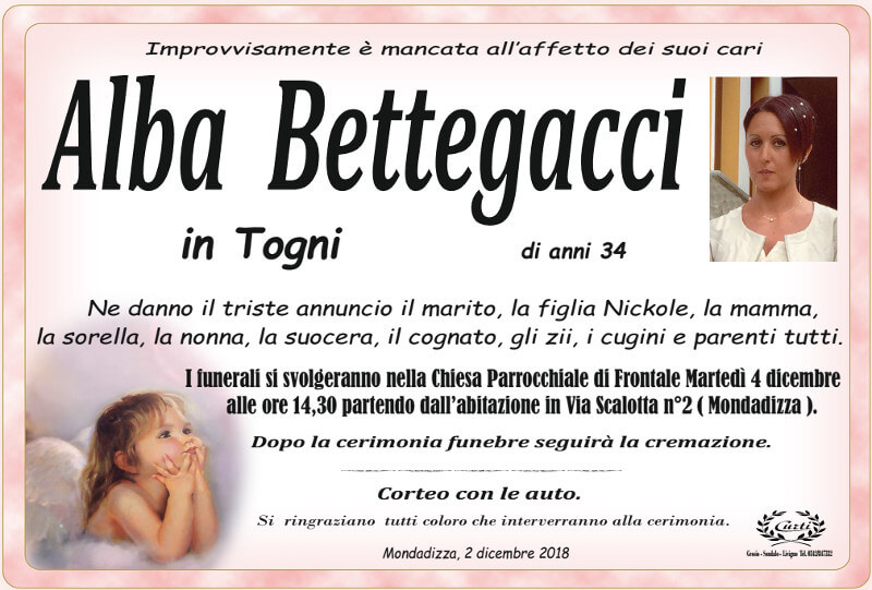 necrologio Bettegacci Alba
