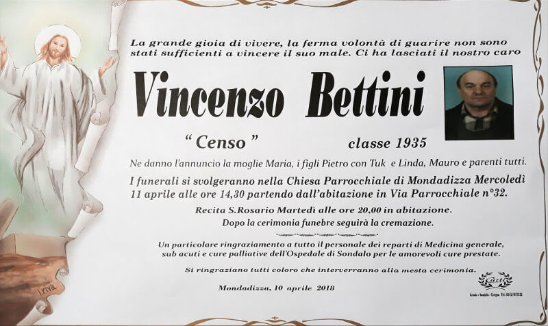 necrologio Bettini Vincenzo