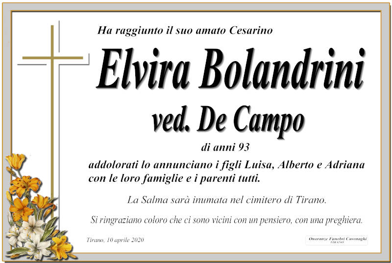 necrologio Bolandrini Elvira