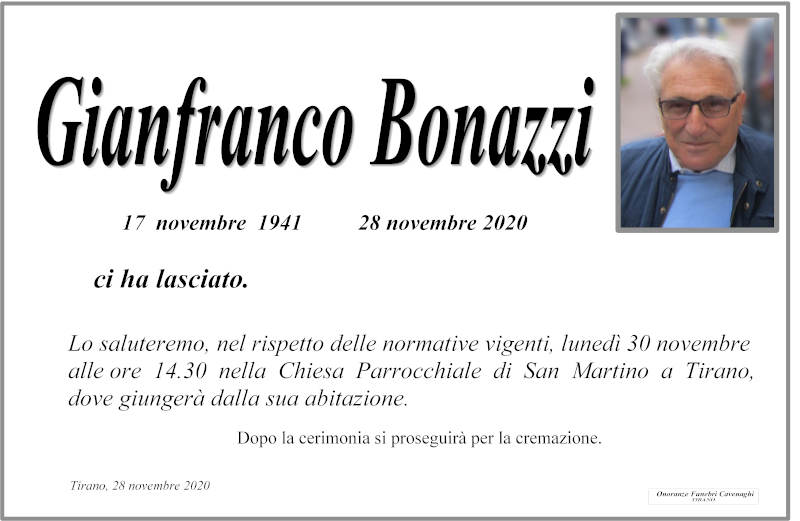 necrologio Bonazzi Gianfranco