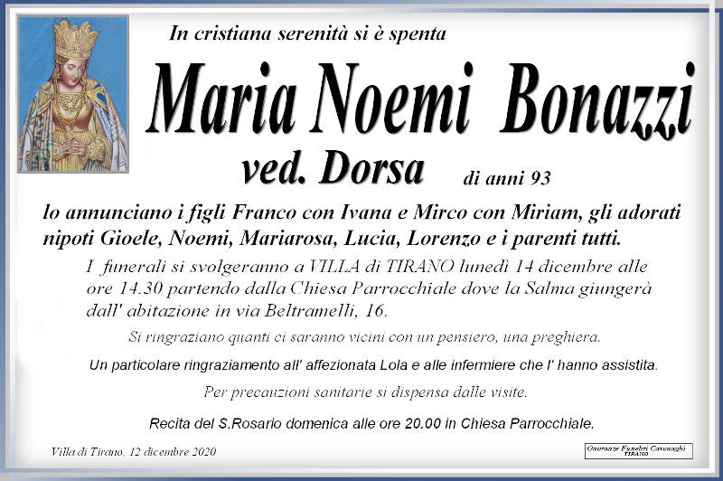 necrologio Bonazzi Maria Noemi