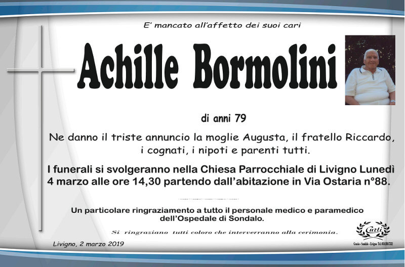 necrologio Bormolini Achille