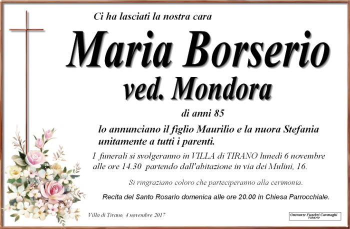 Necrologio Borserio Maria