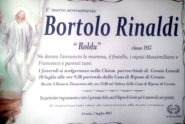 Necrologio Bortolo Rinaldi