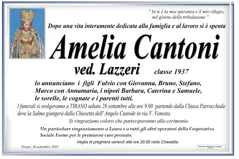 necrologio Cantoni Amelia